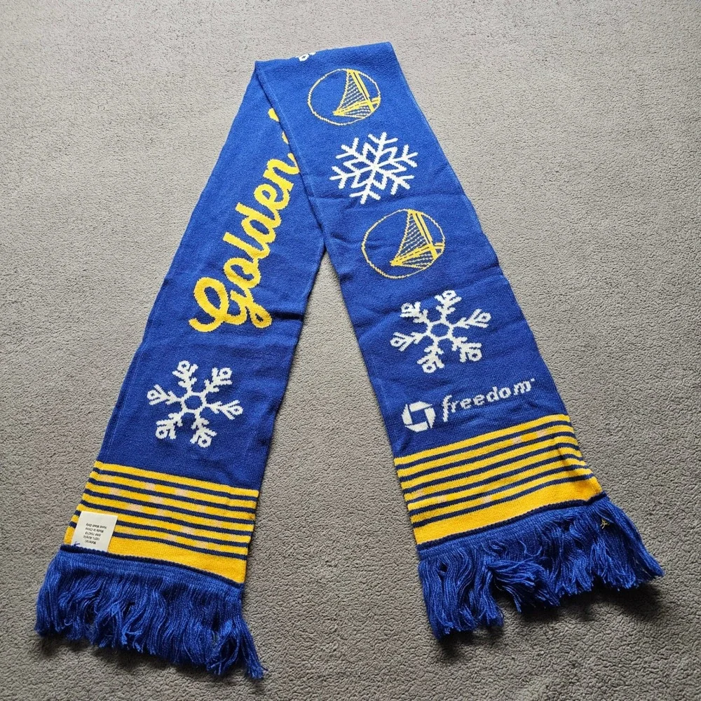 Golden State Warriors NBA Scarf Unisex OS Blue Yellow NBA Basketball Winter Logo
